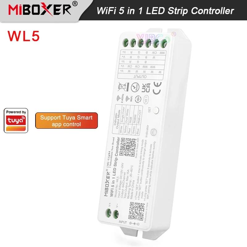 Miboxer WL5 ̱ ÷,  ȭƮ, RGB, RGBW, RGB + CCT , 5  1 LED Ʈ  Ʈѷ,  , 2.4G , 12V, 24V